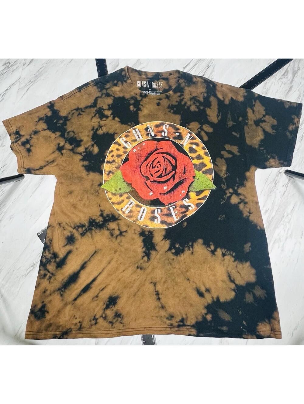 Guns N Roses Tie Dye Band T Shirt Mens Medium Rose Leopard Graphic #13